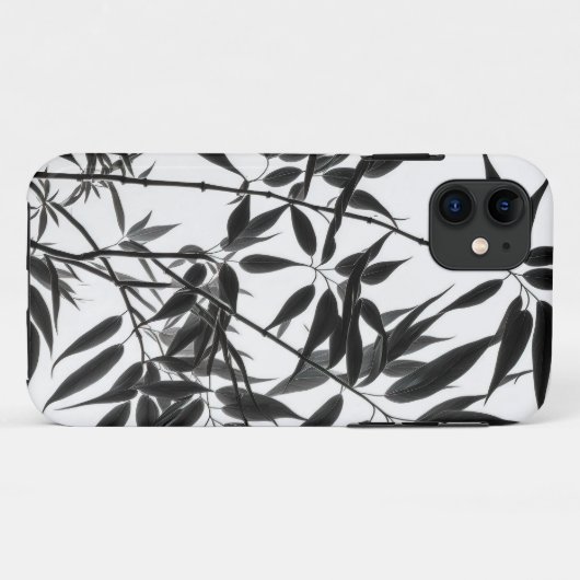 Zwart-wit Bamboe Plant Case-Mate iPhone Case (Achterkant (horizontaal))