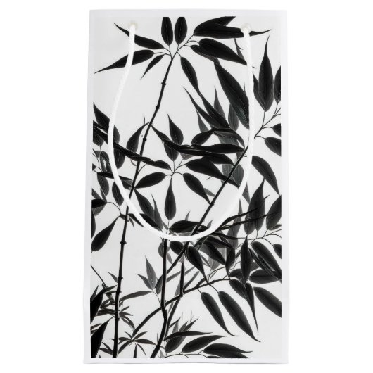 Zwart-wit Bamboe Plant Klein Cadeauzakje (Voorkant)