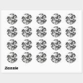 Zwart-wit Bamboe Plant Ronde Sticker (Vel)