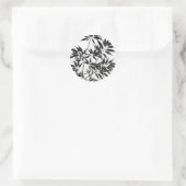 Zwart-wit Bamboe Plant Ronde Sticker (Tas)