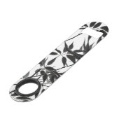 Zwart-wit Bamboe Plant Speed Flessenopener (Voorkant Gekanteld)
