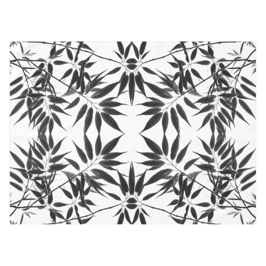 Zwart-wit Bamboe Plant Tafelkleed (Voorkant (Horizontaal))