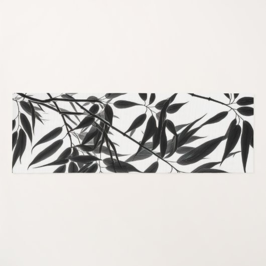 Zwart-wit Bamboe Plant Yogamat (Voorkant (horizontaal))