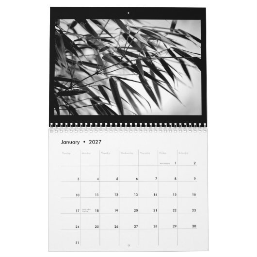 Zwart-wit Bamboe Zen 2015 Kalender (Jan 2027)