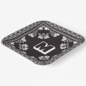 Zwart-wit Bandana ontwerp met Monogram Papieren Bordje (Gebogen)