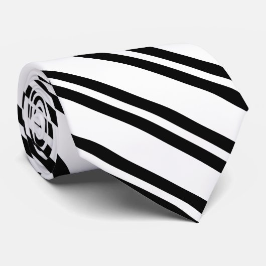 Zwart-wit bandpatroon stropdas (Opgerold)