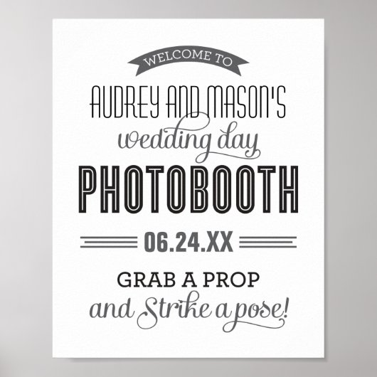 Zwart-wit banner fotohokje bruiloft poster (Voorkant)