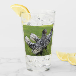 Zwart-wit Bantam Chicken Collectors Drank Glas