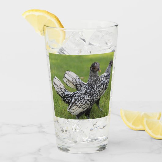 Zwart-wit Bantam Chicken Collectors Drank Glas (Voorkant ijs)