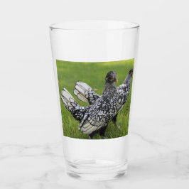 Zwart-wit Bantam Chicken Collectors Drank Glas