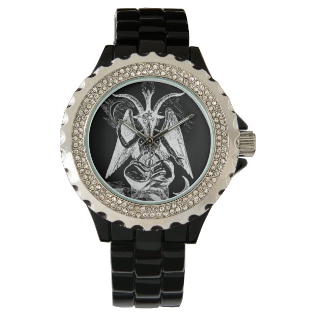 Zwart/wit Baphomet (oude stijl) Horloge (Voorkant)
