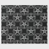 zwart wit baphomet pentagram halloween cadeaupapier (Vlak)