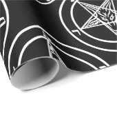 zwart wit baphomet pentagram halloween cadeaupapier (Rol Hoek)