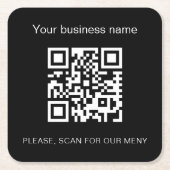 Zwart wit bar restaurant menu qr code kartonnen onderzetters (Voorkant)