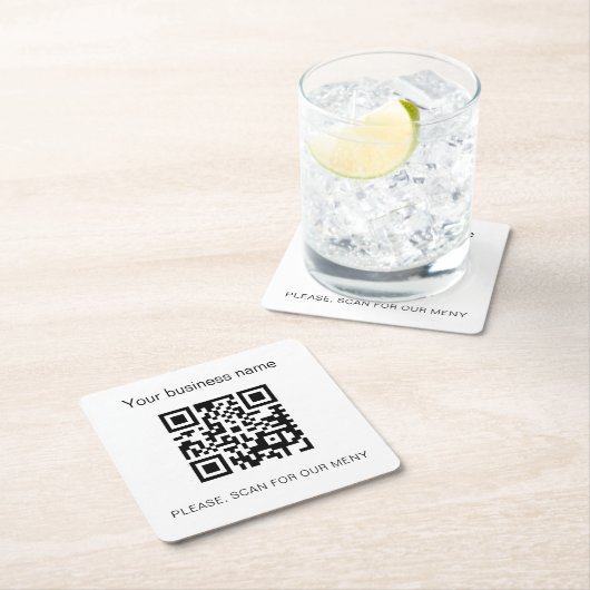 Zwart wit bar restaurant menu qr code kartonnen onderzetters (Insitu)