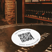 Zwart wit bar restaurant menu qr code ronde kartonnen onderzetter
