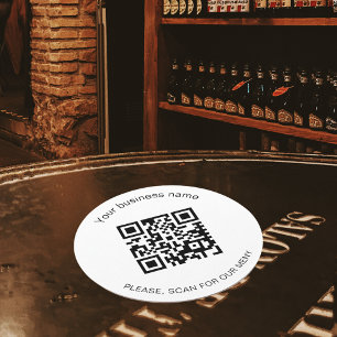 Zwart wit bar restaurant menu qr code ronde kartonnen onderzetter