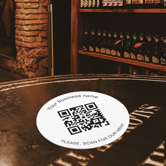 Zwart wit bar restaurant menu qr code ronde kartonnen onderzetter