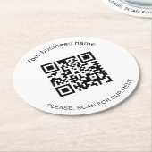 Zwart wit bar restaurant menu qr code ronde kartonnen onderzetter (Gebogen)
