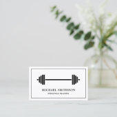 Zwart-wit Barbell Fitness Personal Trainer Visitekaartje (Staand voorkant)