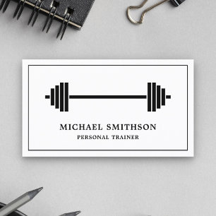 Zwart-wit Barbell Fitness Personal Trainer Visitekaartje