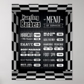 Zwart, wit barber menu poster (Voorkant)