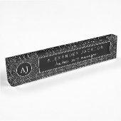 Zwart-wit Barber Shop Manager Naam Monogram Naambordje