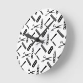 Zwart-wit barber's poolpatroon ronde klok (Hoek)