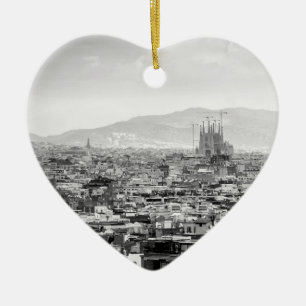 Zwart-wit Barcelona Keramisch Ornament
