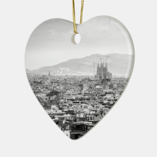 Zwart-wit Barcelona Keramisch Ornament (Links)