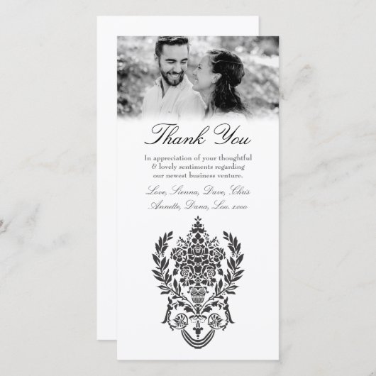 Zwart Wit Barok Bedankt Zakelijke Overeenkomst (Voorkant / Achterkant)