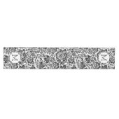 Zwart-wit Barokdamast Monogram Medium Tafelloper (Horizontaal)