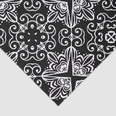 Zwart-wit barokongotisch mozaïekpatroon tissuepapier (Detail)