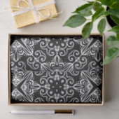 Zwart-wit barokongotisch mozaïekpatroon tissuepapier (Geschenk)