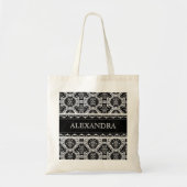 Zwart-wit  barokpatroon - Monogram Tote Bag (Voorkant)