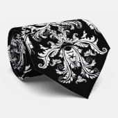  zwart-wit barokpatroon stropdas (Opgerold)