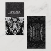 Zwart-wit barokstijl ontwerp visitekaartje (Voorkant / Achterkant)