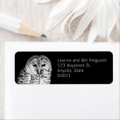 Zwart-wit Barred Uil Natuur Fotografie Etiket (Insitu)