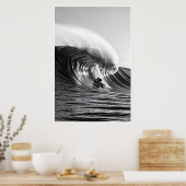 Zwart-wit Barrel Wave Foto - Dramatische Oceaan Poster (Keuken)