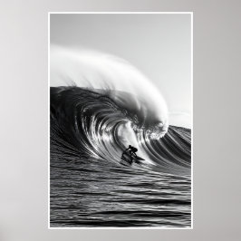 Zwart-wit Barrel Wave Foto - Dramatische Oceaan Poster