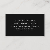 Zwart & Wit Bartending Thema Eenvoudig Elegant Coo Visitekaartje (Achterkant)