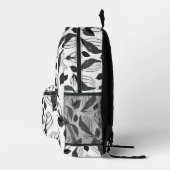 Zwart-wit Basil Blad Patroon Bedrukte Rugzak (Rechts)
