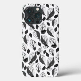 Zwart-Wit Basilicum Blad Kruidenplant Patroon Case-Mate iPhone Case