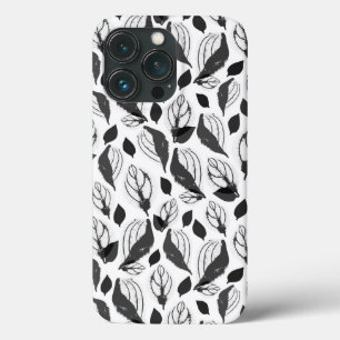 Zwart-Wit Basilicum Blad Kruidenplant Patroon Case-Mate iPhone Case