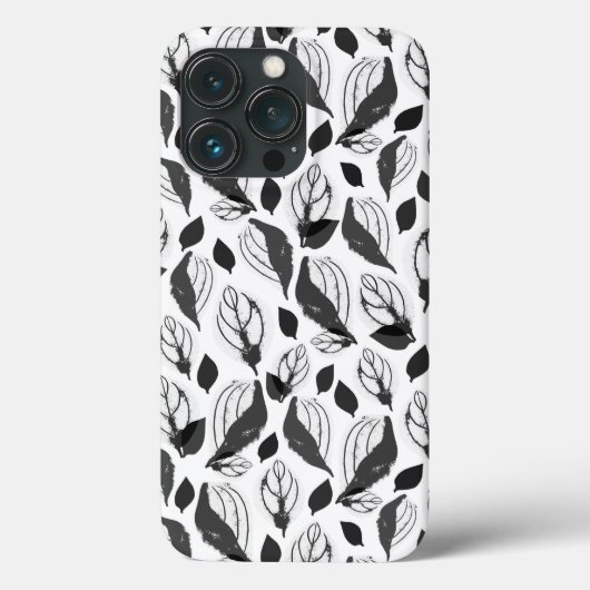 Zwart-Wit Basilicum Blad Kruidenplant Patroon Case-Mate iPhone Case (Achterkant)