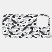 Zwart-Wit Basilicum Blad Kruidenplant Patroon Case-Mate iPhone Case (Achterkant (horizontaal))