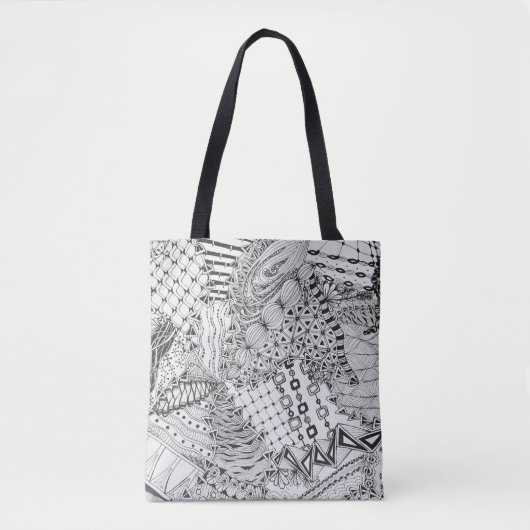 Zwart-wit basisstation, gebarsten oorspronkelijke  tote bag (Voorkant)