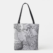 Zwart-wit basisstation, gebarsten oorspronkelijke  tote bag (Achterkant)