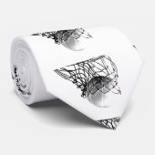 Zwart & Wit Basketbal Aangepast Stropdas (Opgerold)