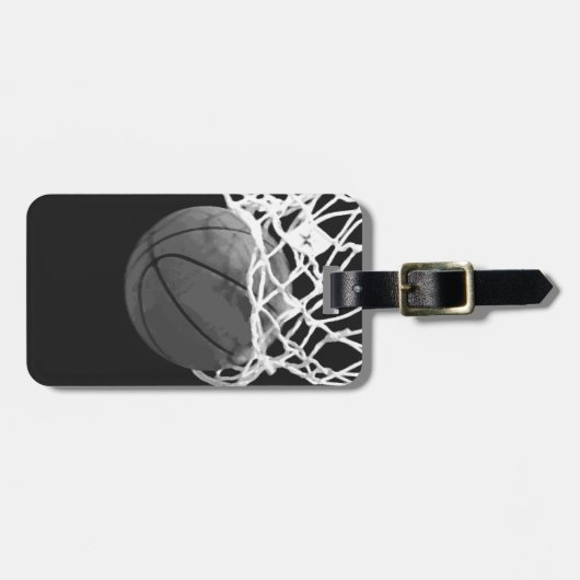Zwart-wit basketbal Bagagelabels (Voorkant horizontaal)